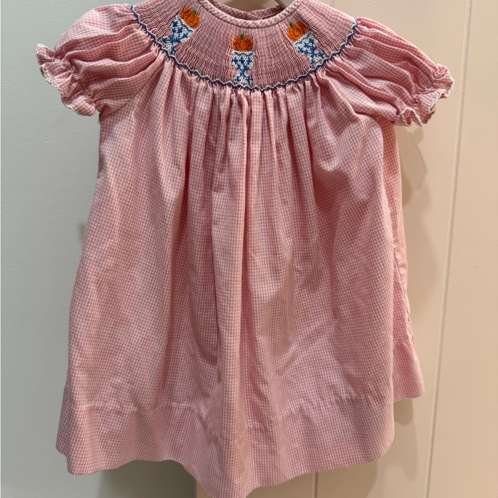 Pink Smocked Kids Dress